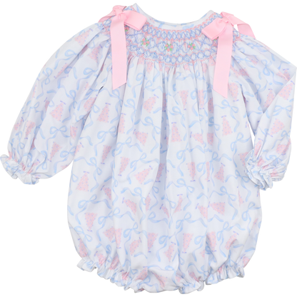 Smocked Christmas Tree Bow Bubble