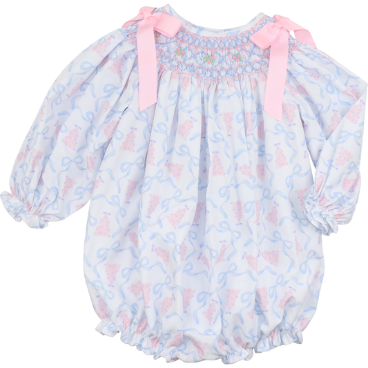 Smocked Christmas Tree Bow Bubble