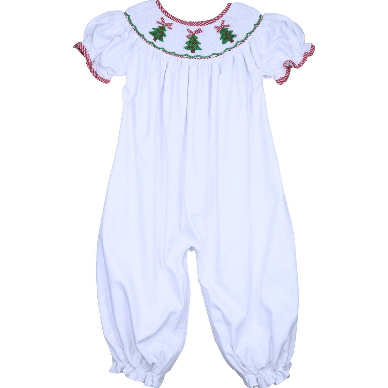Smocked Christmas Tree Corduroy Long Bubble