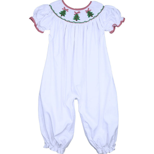 Smocked Christmas Tree Corduroy Long Bubble