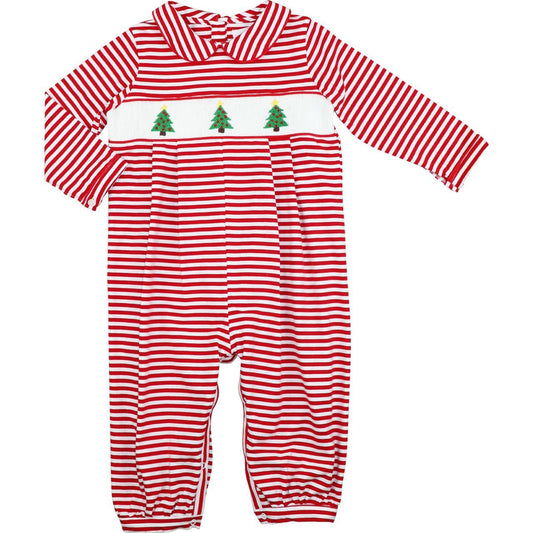 Smocked Christmas Tree Long Romper