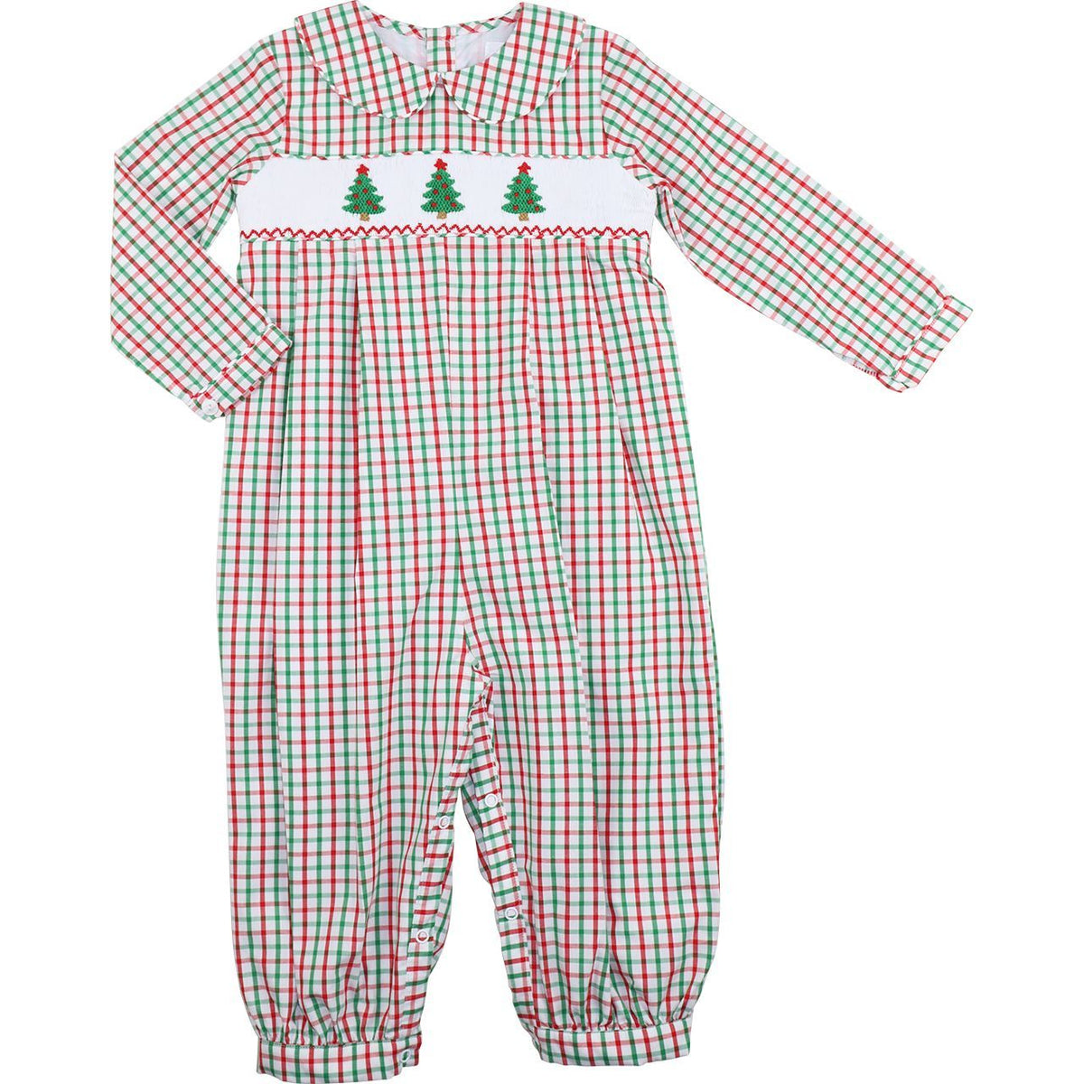 Smocked Christmas Tree Long Romper