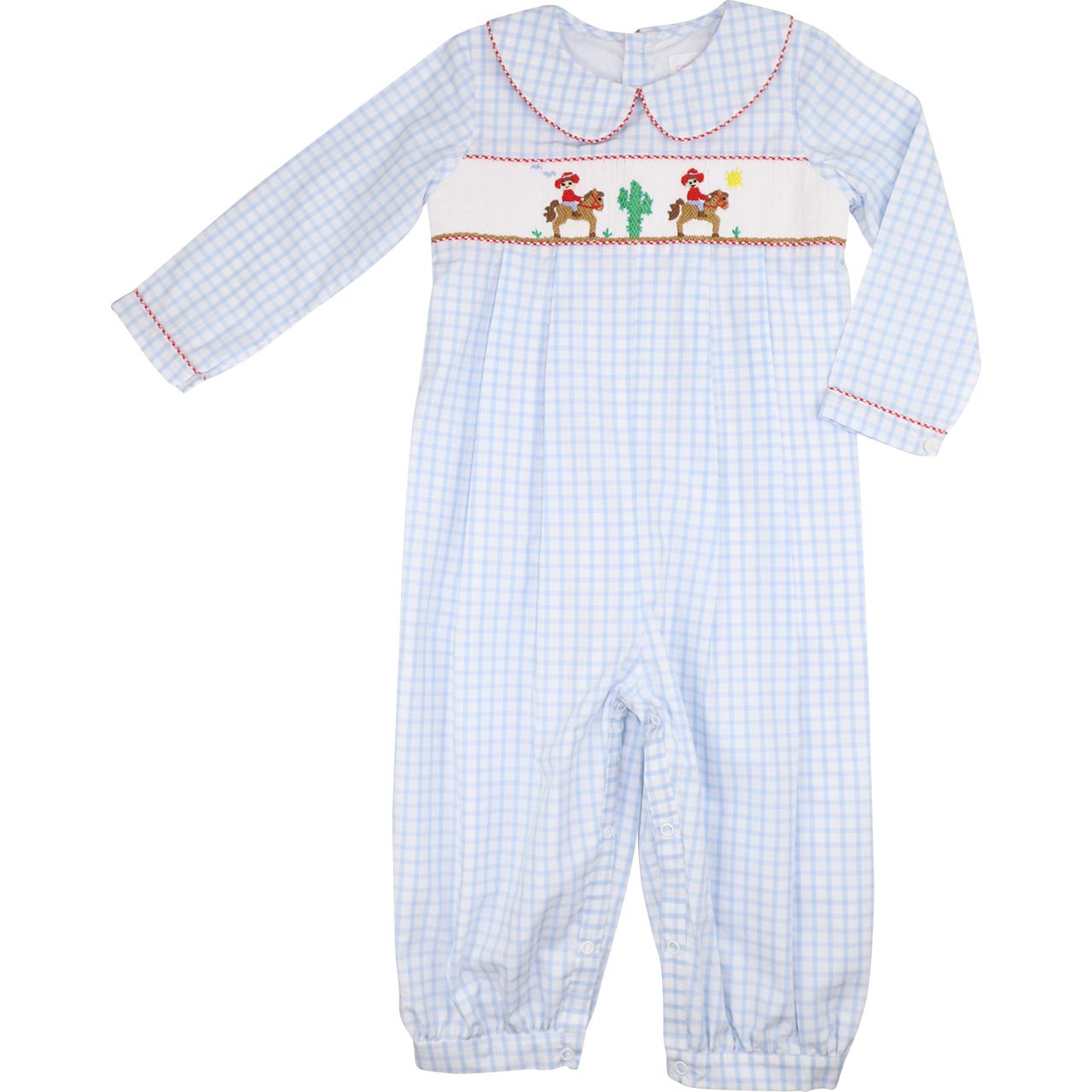 Smocked Cowboys Long Romper