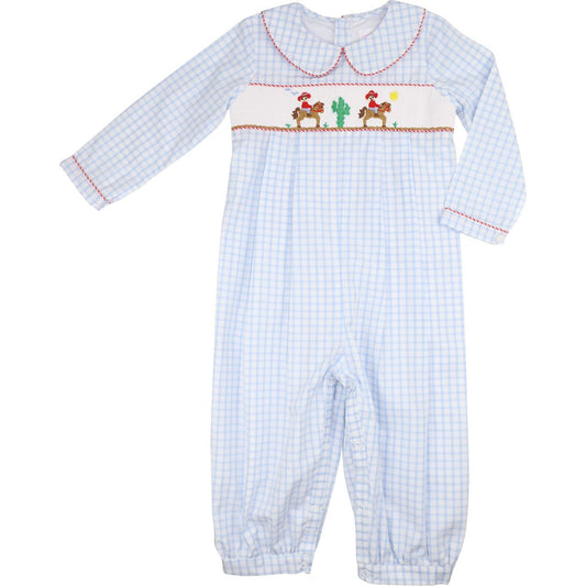 Smocked Cowboys Long Romper