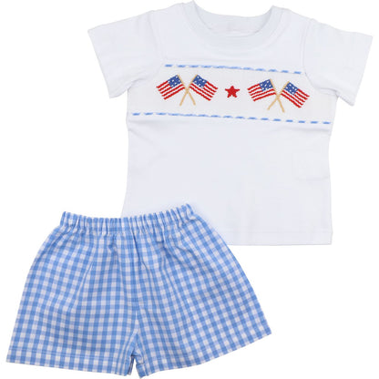 Smocked Flags And Star Short Set