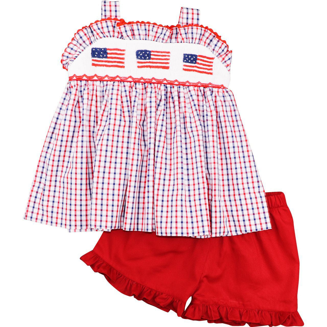 Smocked Flags Ruffle Short Set