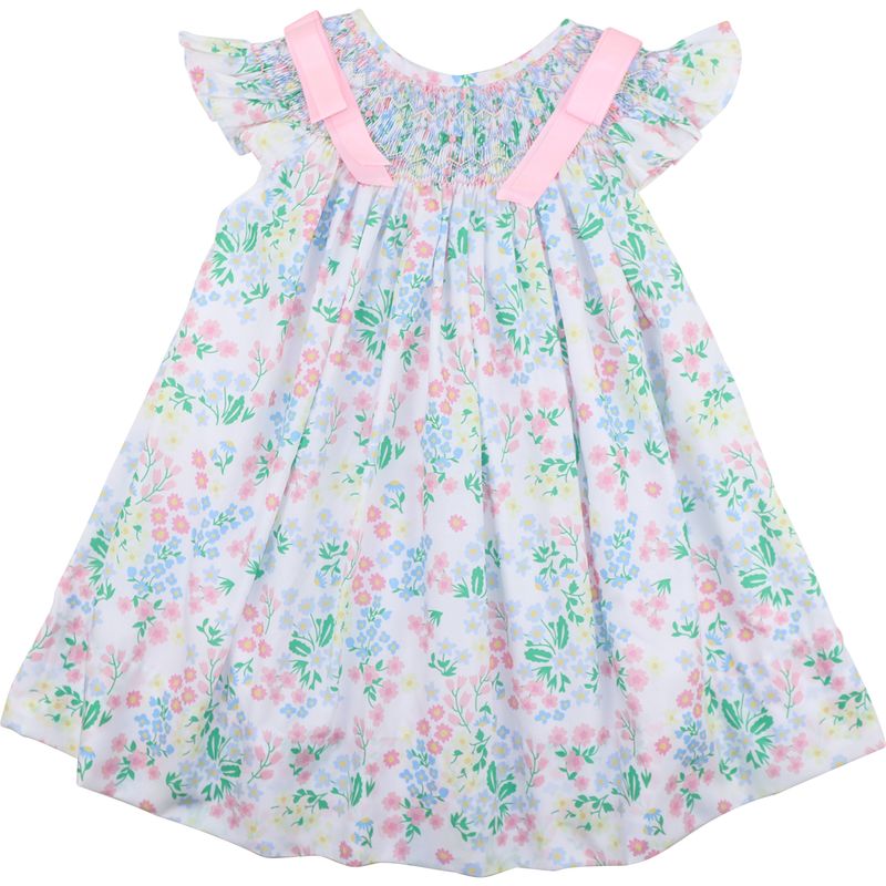 Floral dress with pink straps on a white background