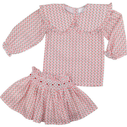Smocked Floral Skirt Set