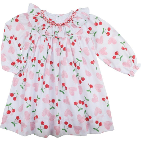 Smocked Heart And Cherry Dress