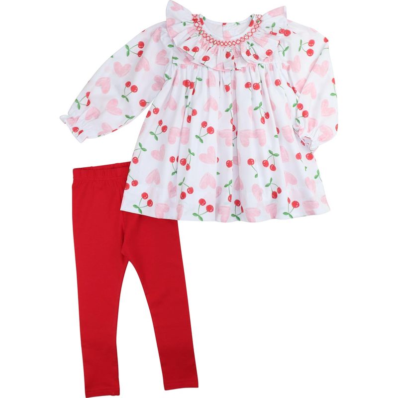 Smocked Heart And Cherry Legging Set
