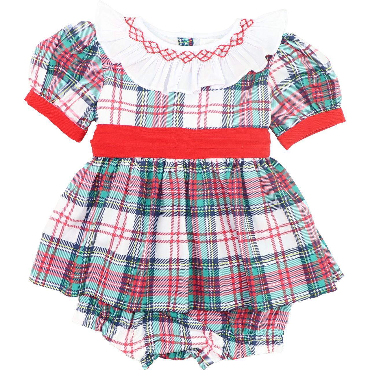 Smocked Plaid Diaper Set