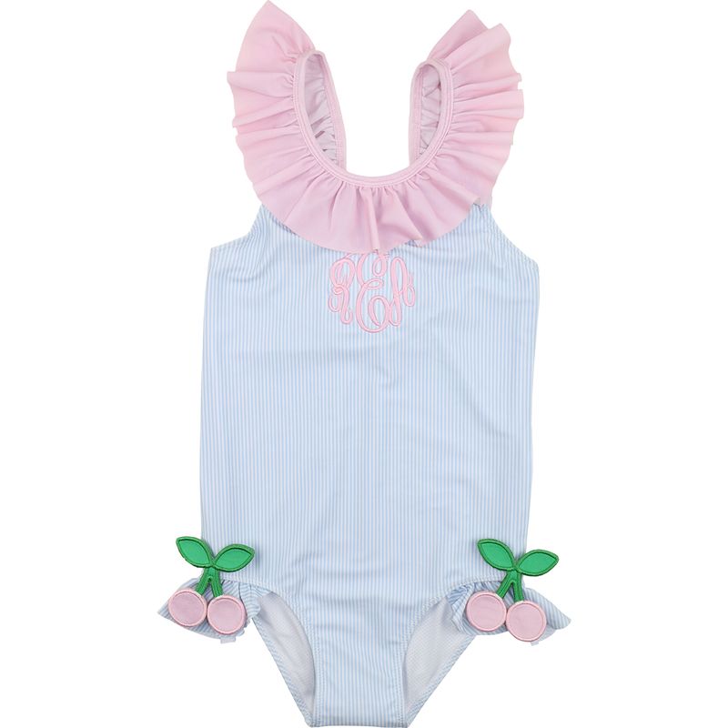 Striped Applique Cherry Swimsuit