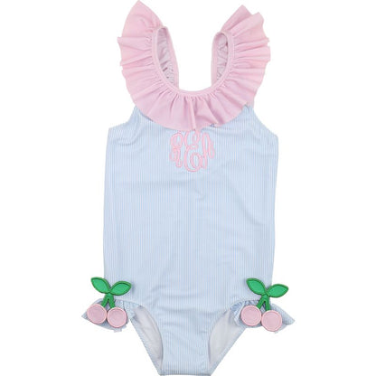 Striped Applique Cherry Swimsuit