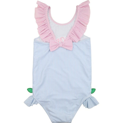 Striped Applique Cherry Swimsuit