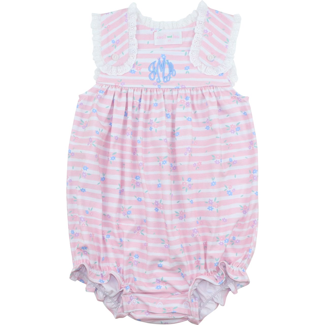 Striped Floral Knit Eyelet Bubble