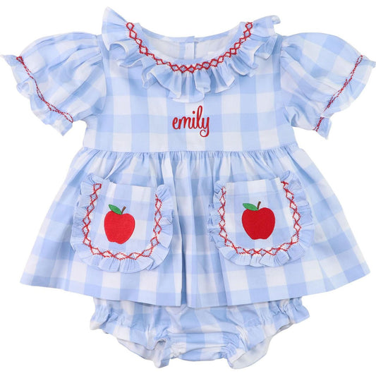Blue Check Apple Diaper Set