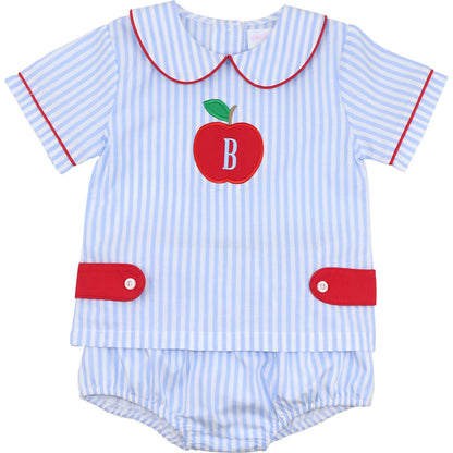Blue Striped Apple Diaper Set