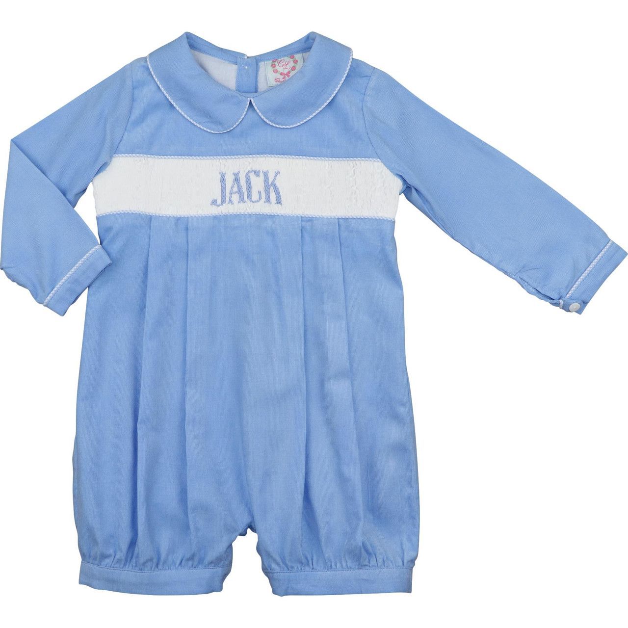 Blue Corduroy Custom Smocked Short Romper