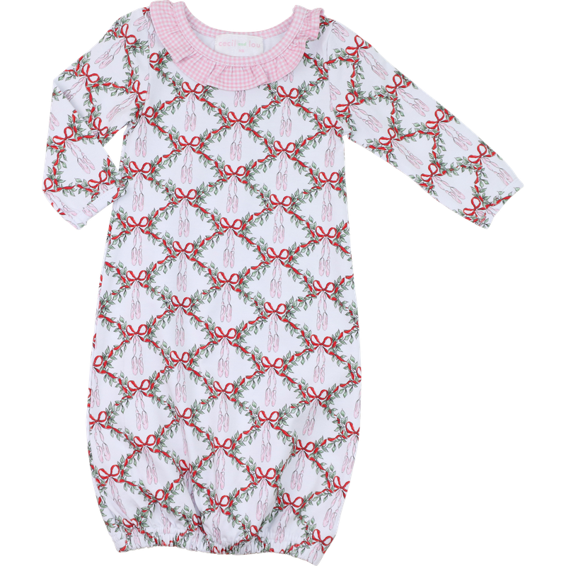 Pink Knit Christmas Ballerina Baby Gown