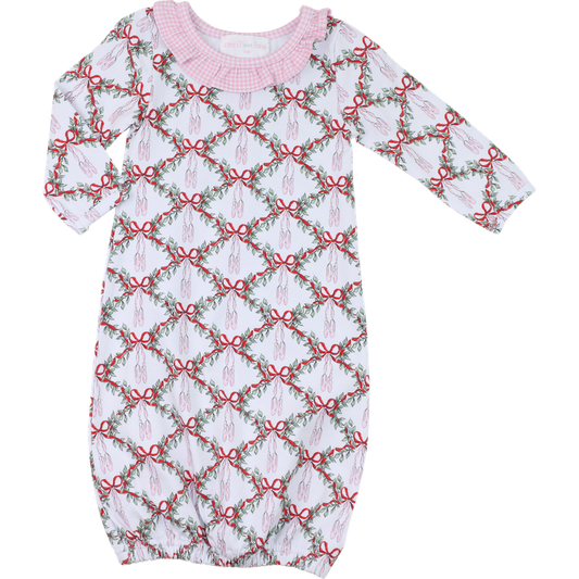 Pink Knit Christmas Ballerina Baby Gown