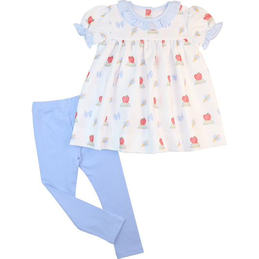 Blue And White Honeycomb Back To School Legging Set
