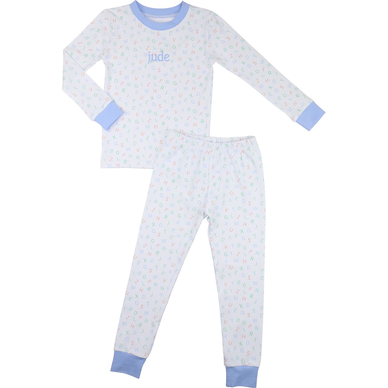 Blue Pastel Alphabet Knit Pajamas