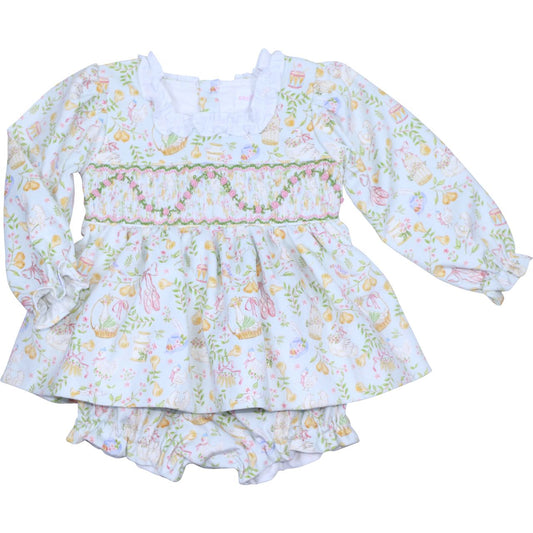 Twelve Days Of Christmas Smocked Corduroy Diaper Set