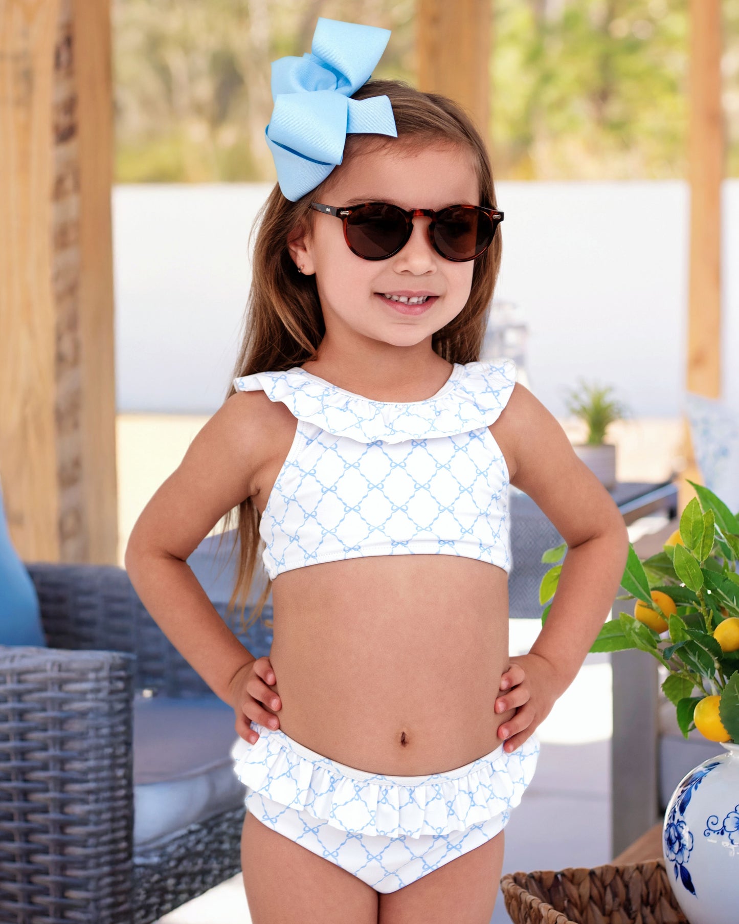 Blue Trellis Lycra Bikini