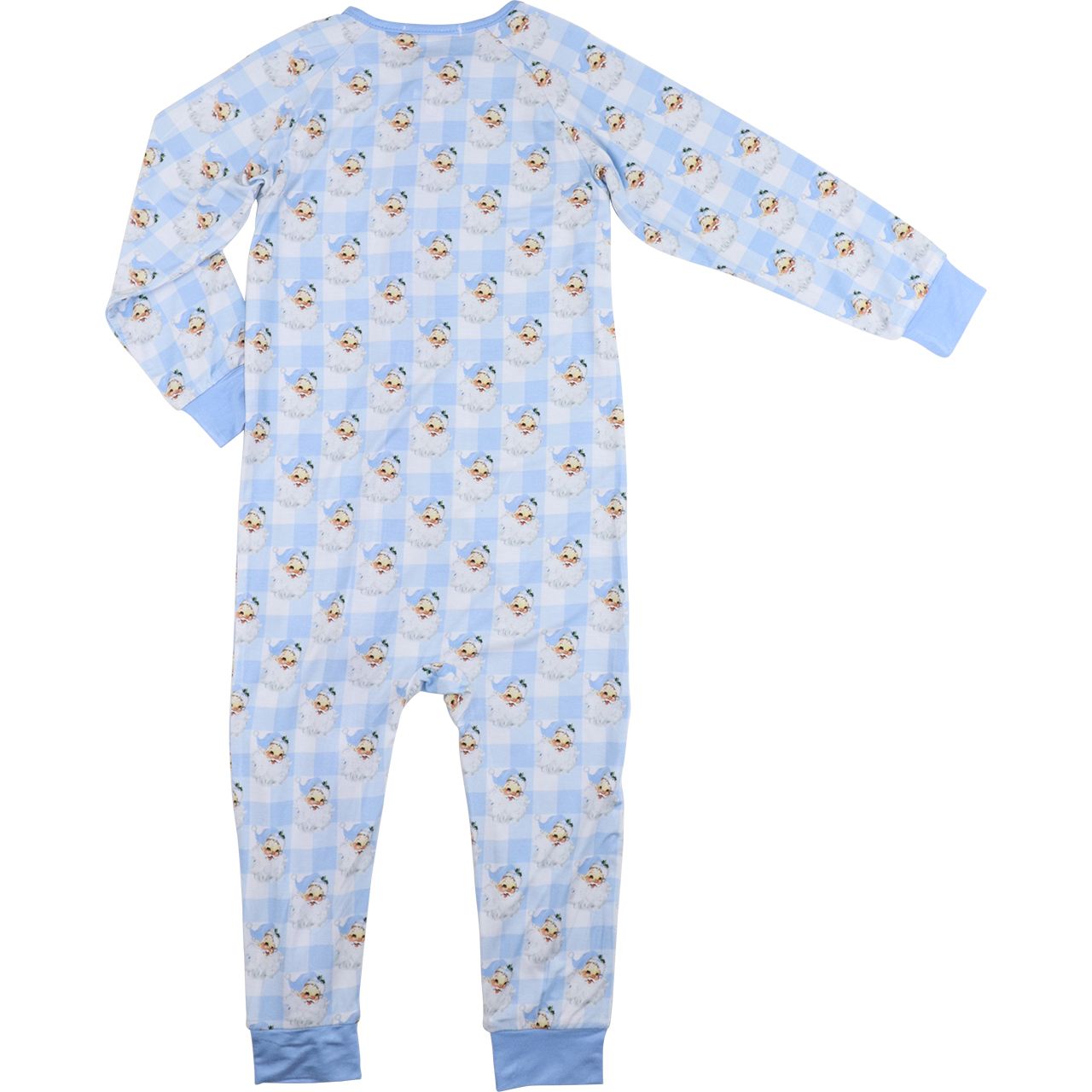 Blue Knit Bamboo Vintage Santa Zipper Pajamas