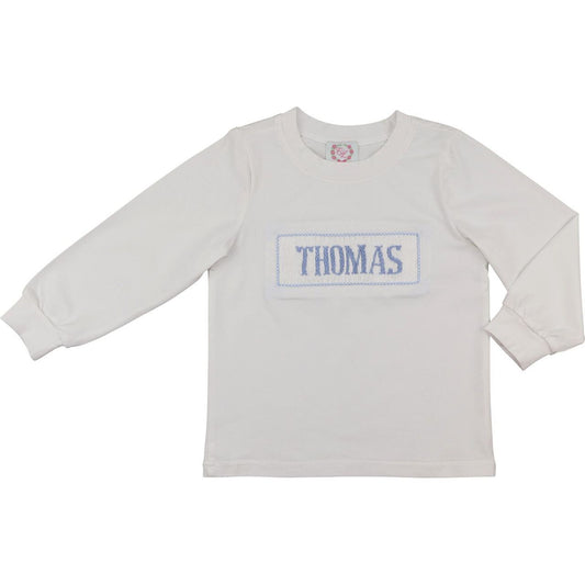 White Knit Custom Smocked Shirt