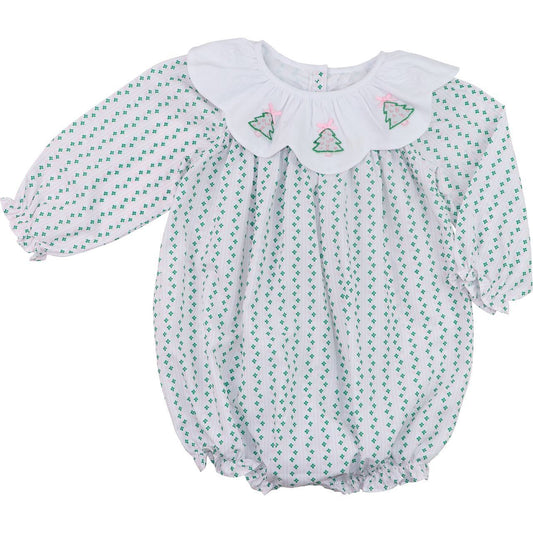 Green And Pink Embroidered Christmas Tree Bubble