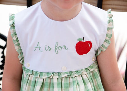 Green Check "A Is For Apple" Dress