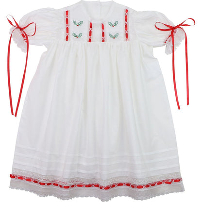 Red And Green Embroidered Heirloom Holly Dress