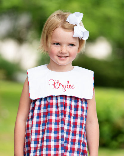 Navy And Red Check Dress
