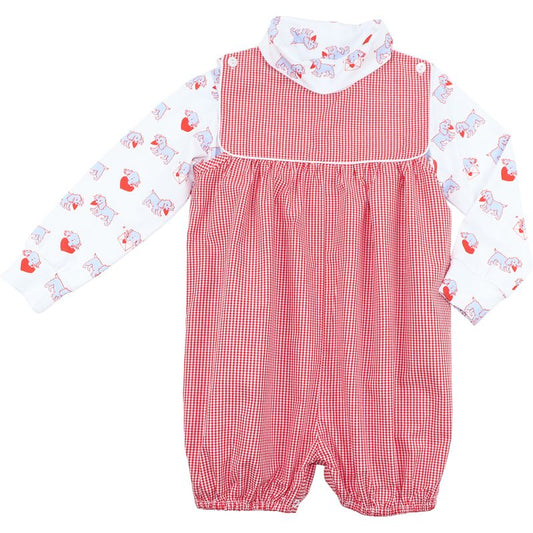 Valentine Puppies Short Romper Set