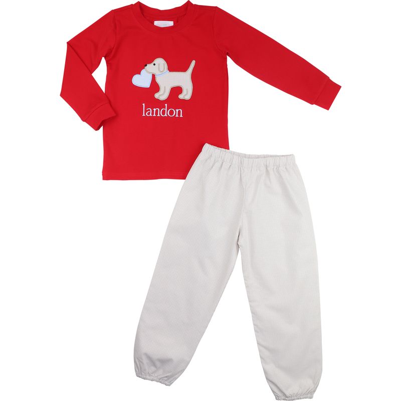 Valentine Puppy Pant Set