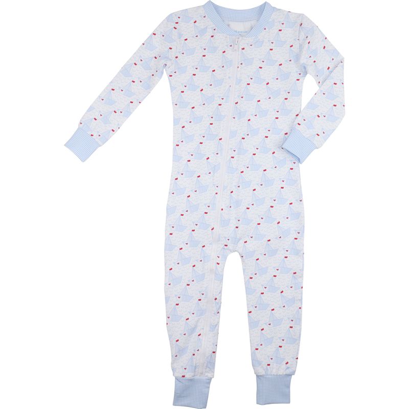 Valentine Sailboat Knit Zipper Pajamas