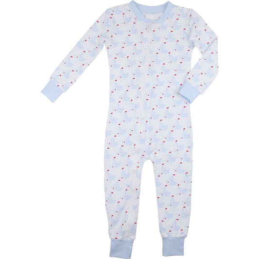 Valentine Sailboat Knit Zipper Pajamas