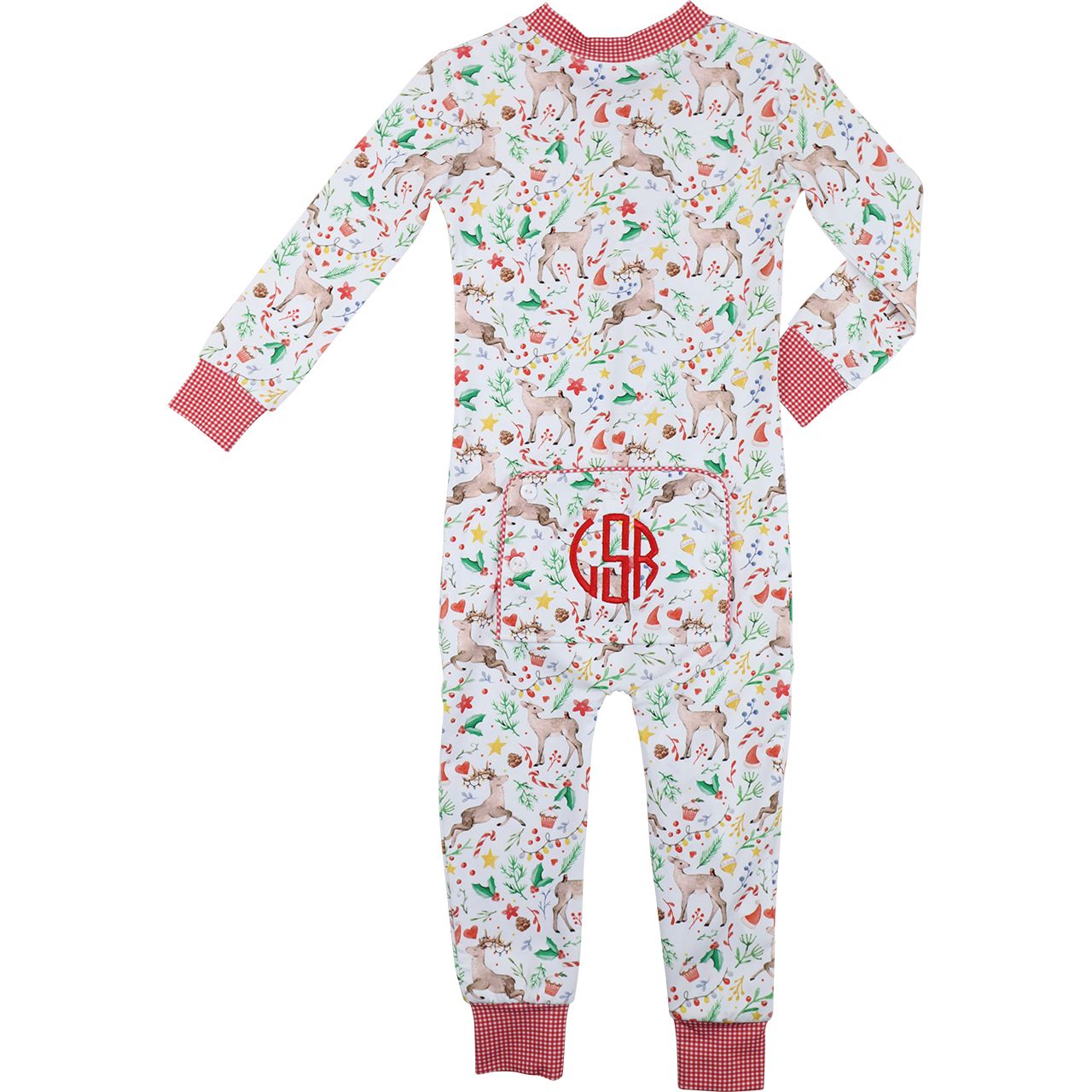 Holiday Reindeer Print Knit Zipper Pajamas