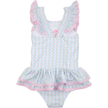 Vintage Floral Ruffle Swimsuit