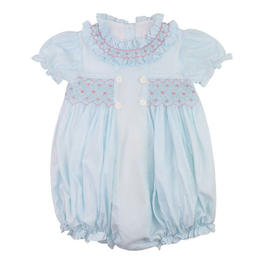 Pink And Blue Smocked Rosebud Bubble