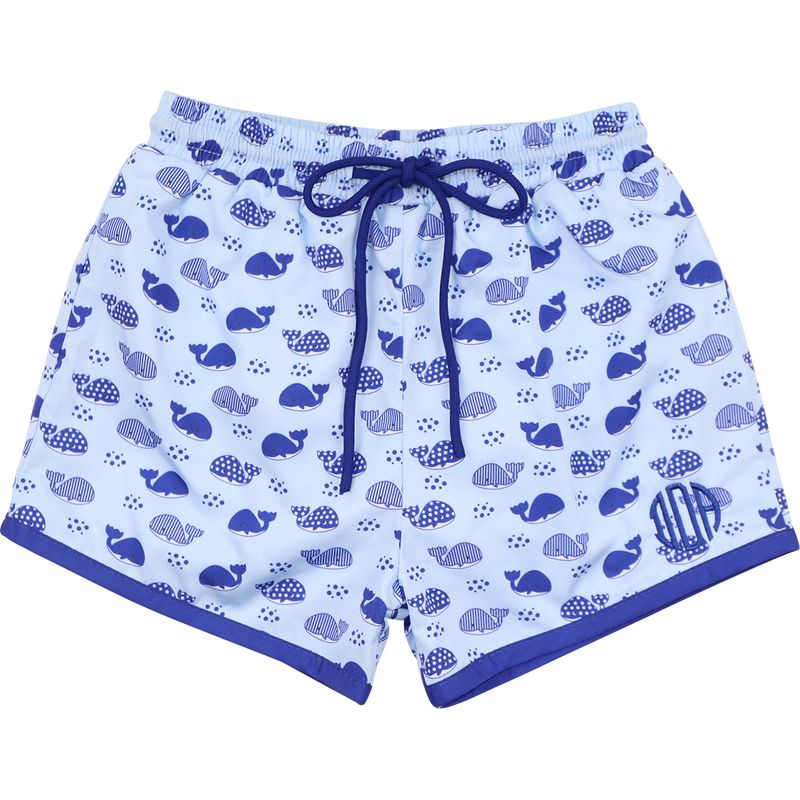 Whale Print Swim Trunks