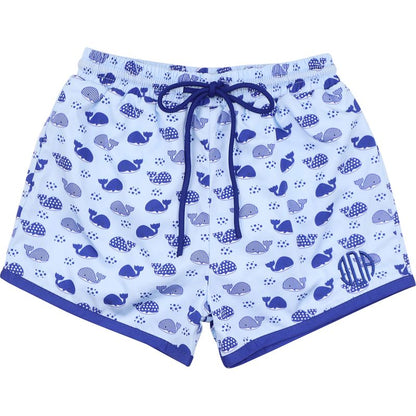 Whale Print Swim Trunks