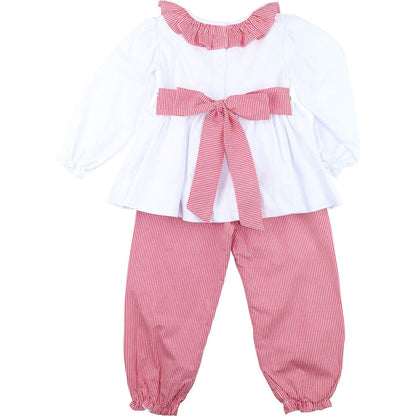 White Corduroy Custom Smocked Pant Set