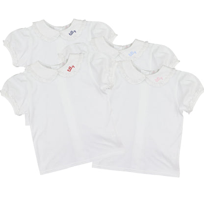 White Knit Eyelet Peter Pan Shirt