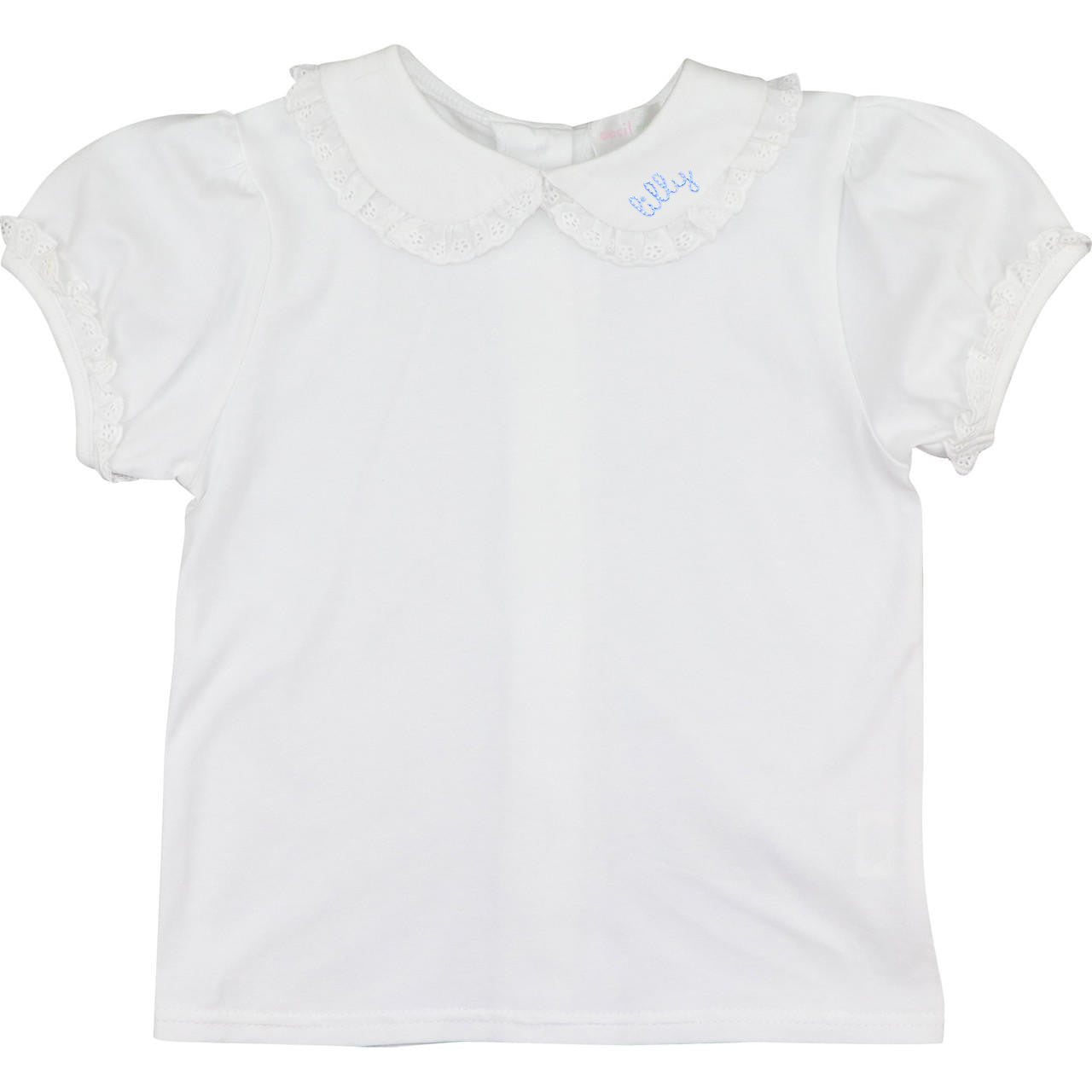 White Knit Eyelet Peter Pan Shirt