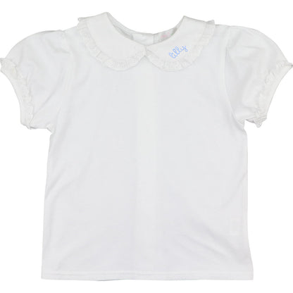 White Knit Eyelet Peter Pan Shirt