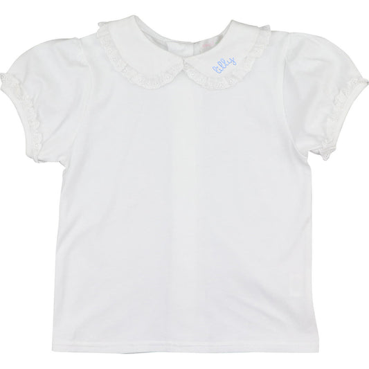 White Knit Eyelet Peter Pan Shirt