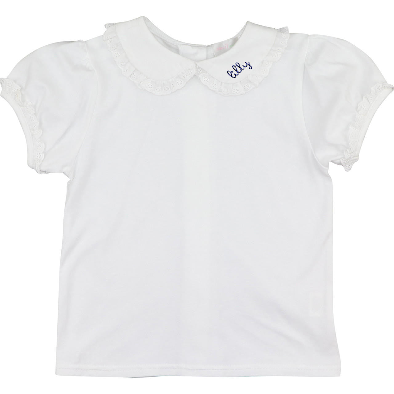 White Knit Eyelet Peter Pan Shirt