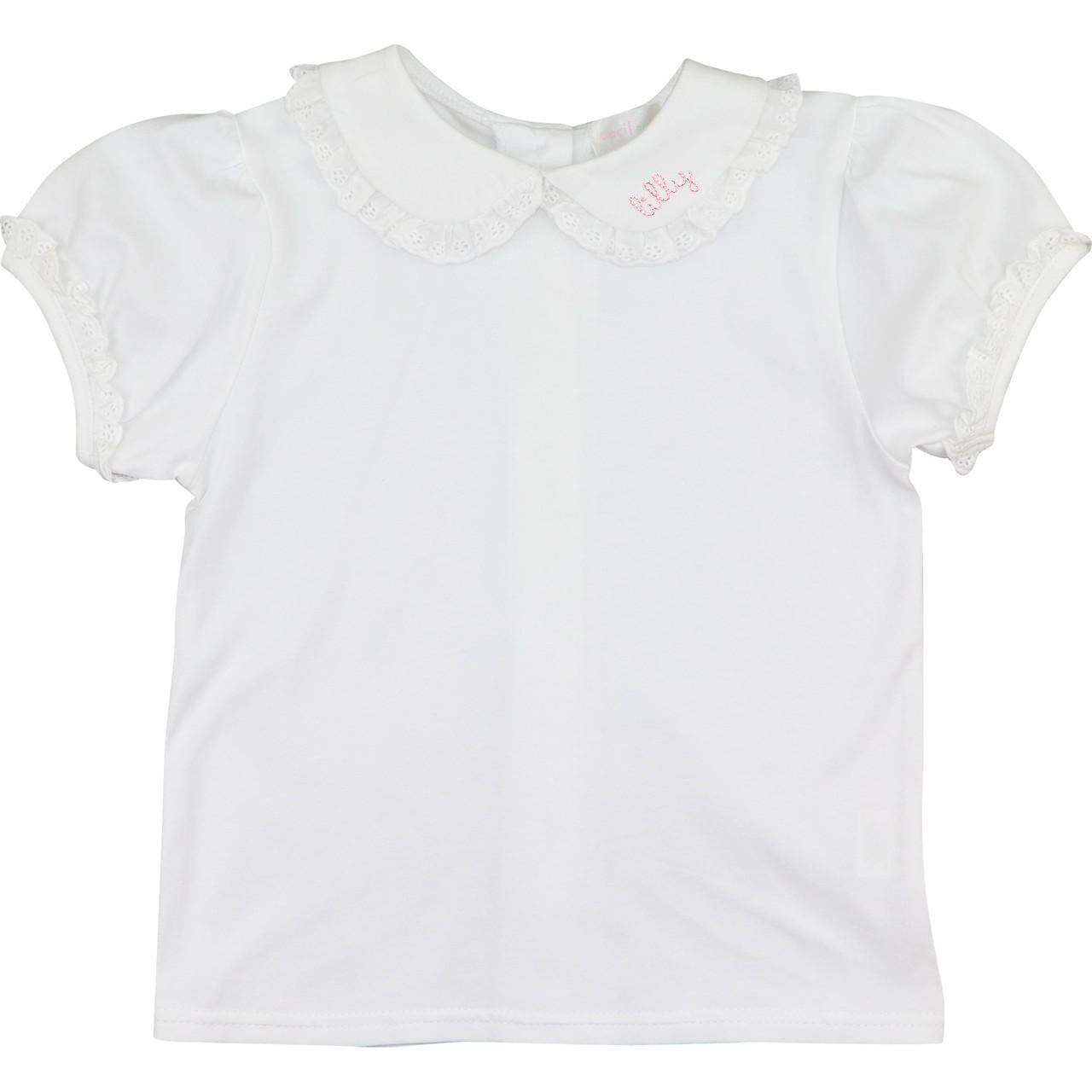 White Knit Eyelet Peter Pan Shirt